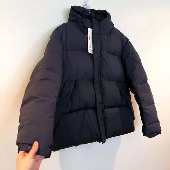 Save the Duck Plumtech Calvin Vegan Black Hooded Outdoor Winter Puffer Coat XL - Picture 4 of 15